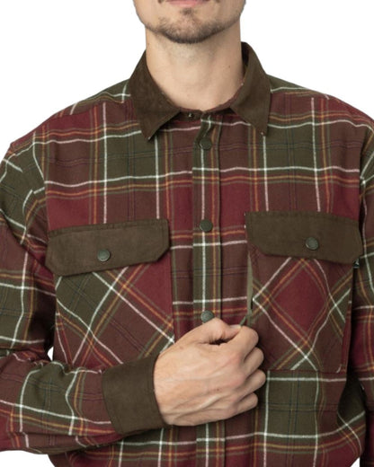 Red Check Coloured Seeland Banff Shirt on white background #colour_red-check