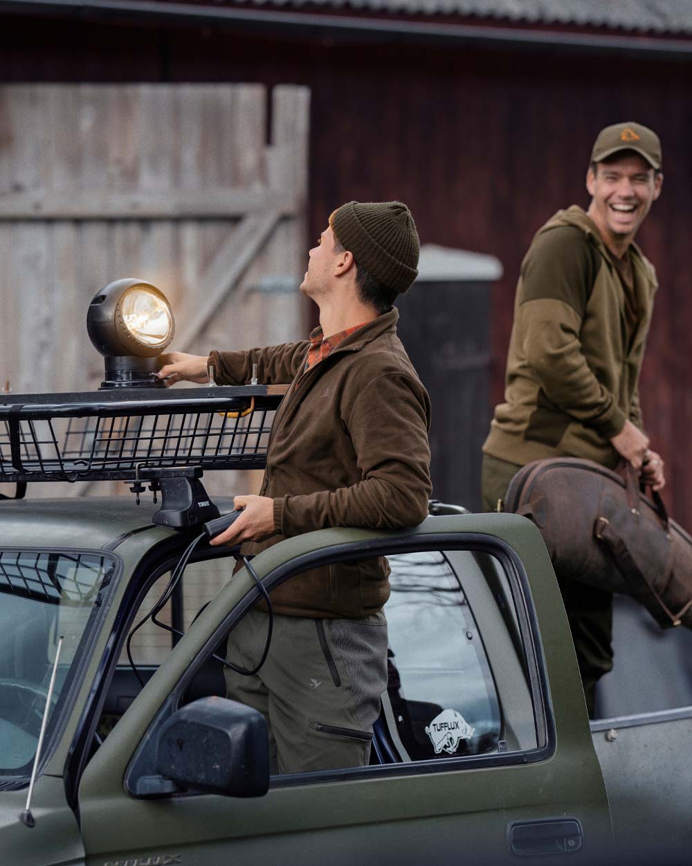 Brown Coloured Seeland Benjamin Fleece on farm background #colour_brown