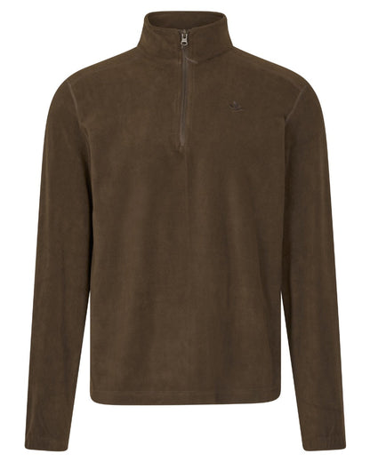 Dark Brown Coloured Seeland Benjamin Half Zip Fleece on white background #colour_dark-brown