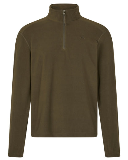 Pine Green Coloured Seeland Benjamin Half Zip Fleece on white background #colour_pine-green