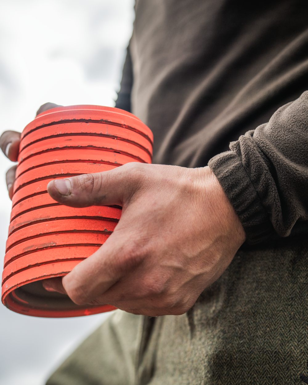 Pine Green Coloured Seeland Benjamin Half Zip Fleece on outdoor background #colour_pine-green