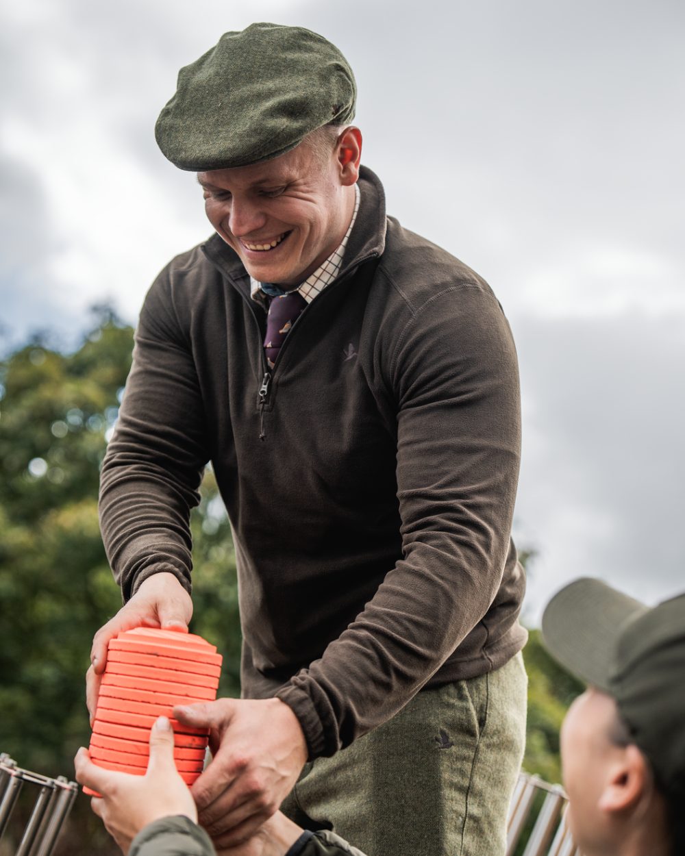 Pine Green Coloured Seeland Benjamin Half Zip Fleece on outdoor background #colour_pine-green