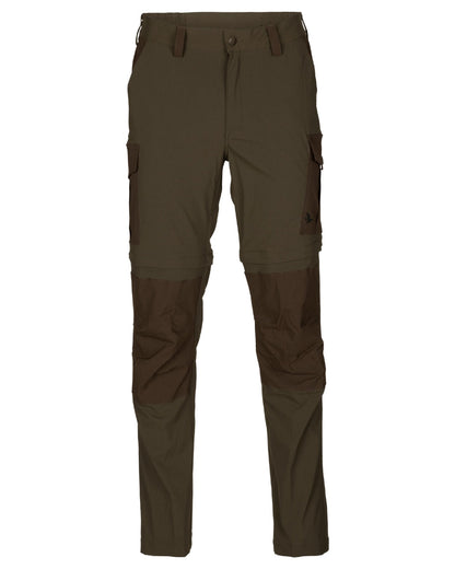Pine Green Demitasse Brown coloured Seeland Birch Zip-Off Trousers on white background #colour_pine-green-demitasse-brown