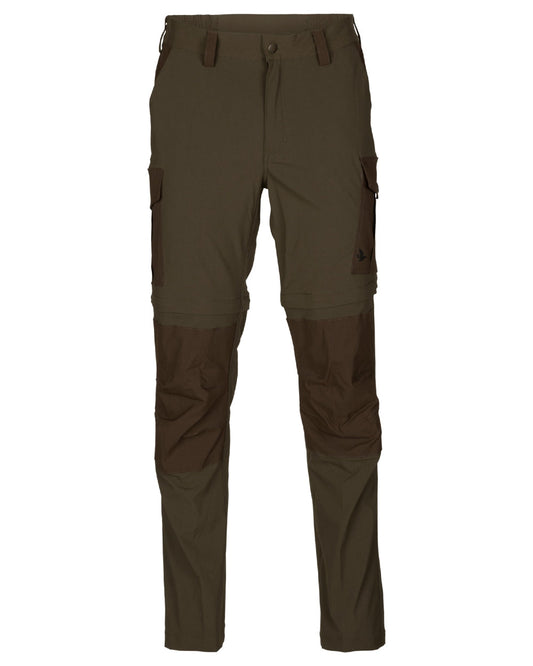 Pine Green Demitasse Brown coloured Seeland Birch Zip-Off Trousers on white background #colour_pine-green-demitasse-brown