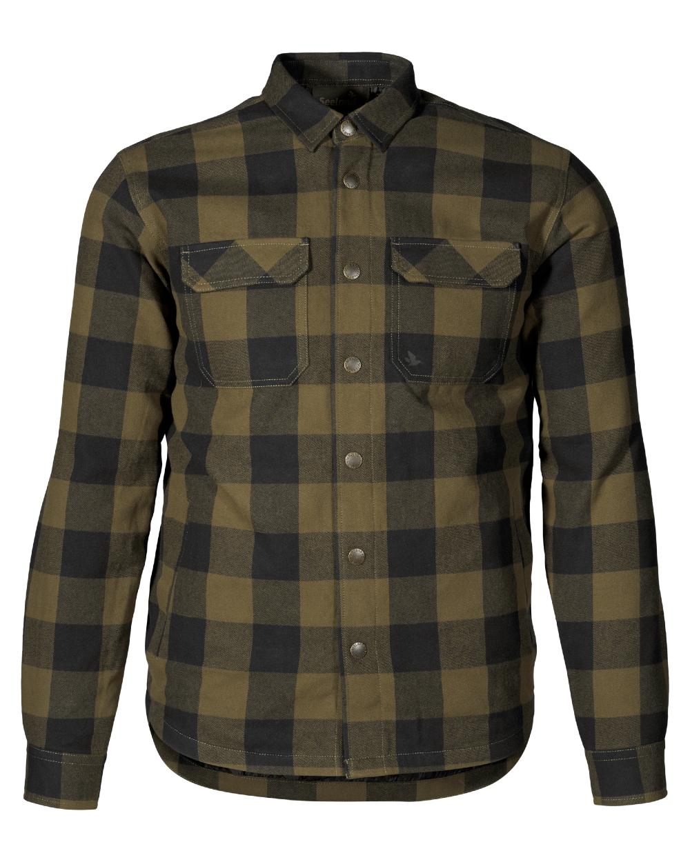 Green Check Coloured Seeland Canada Quilted Shirt on White background #colour_green-check