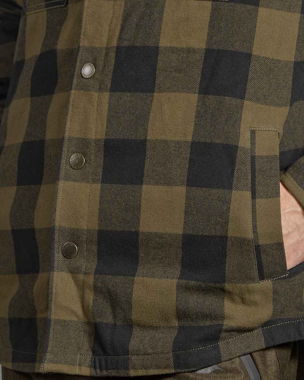 Green Check Coloured Seeland Canada Quilted Shirt on White background #colour_green-check