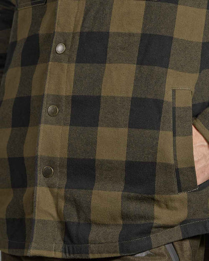 Green Check Coloured Seeland Canada Quilted Shirt on White background #colour_green-check