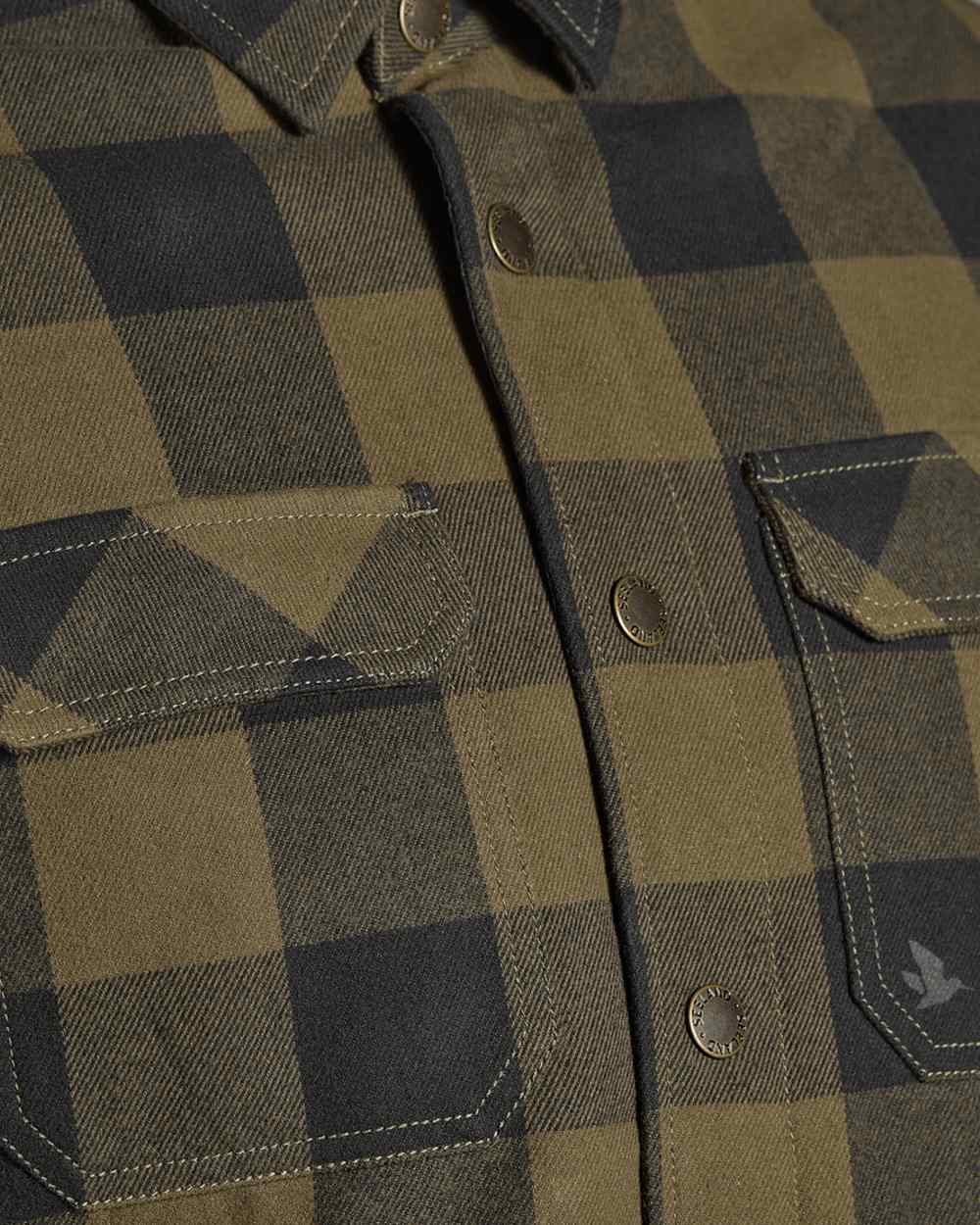 Green Check Coloured Seeland Canada Quilted Shirt on White background #colour_green-check