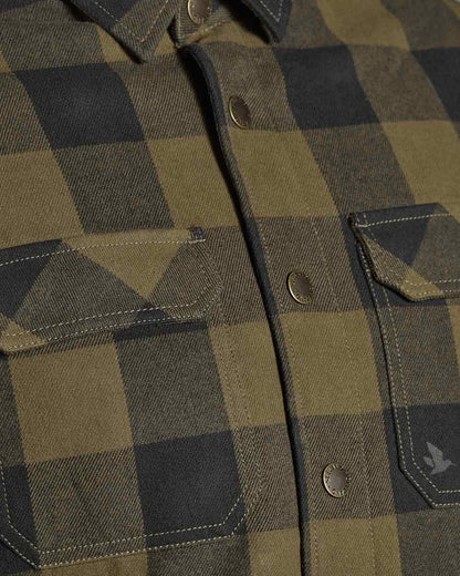 Green Check Coloured Seeland Canada Quilted Shirt on White background #colour_green-check