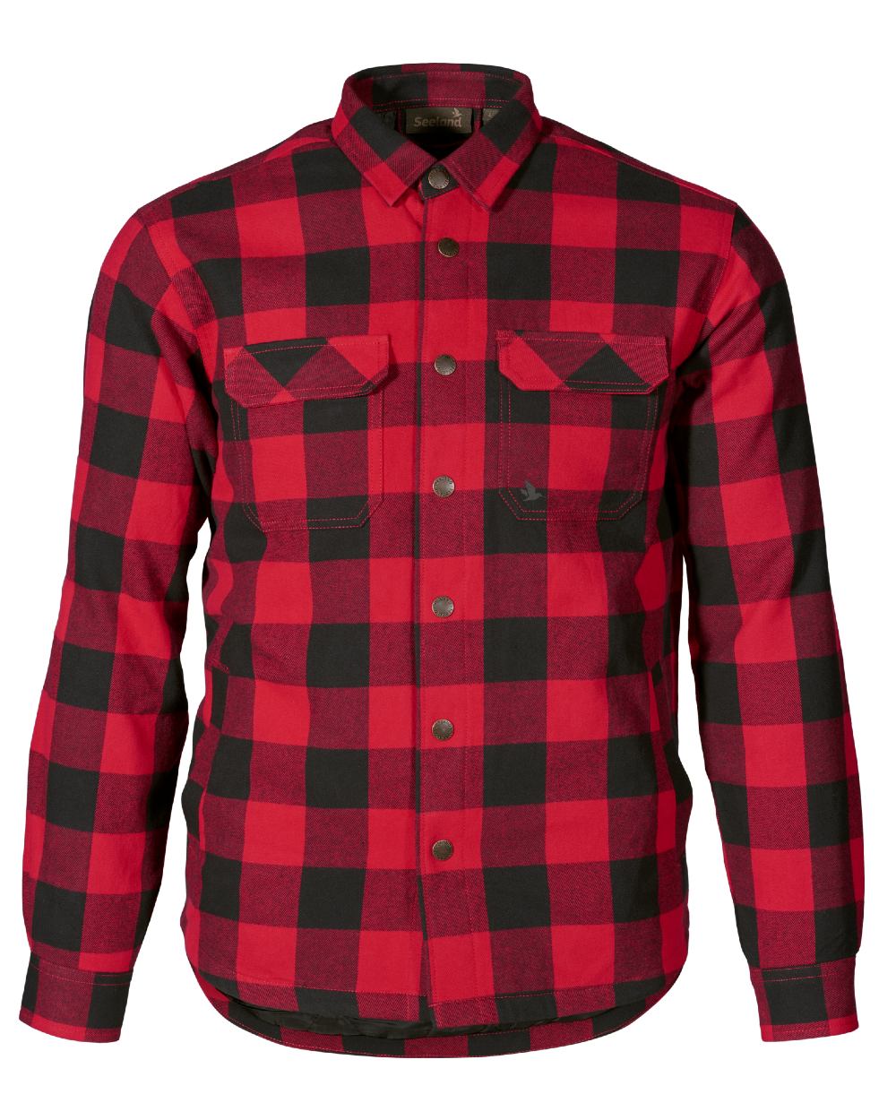 Red Check Coloured Seeland Canada Quilted Shirt on White background #colour_red-check