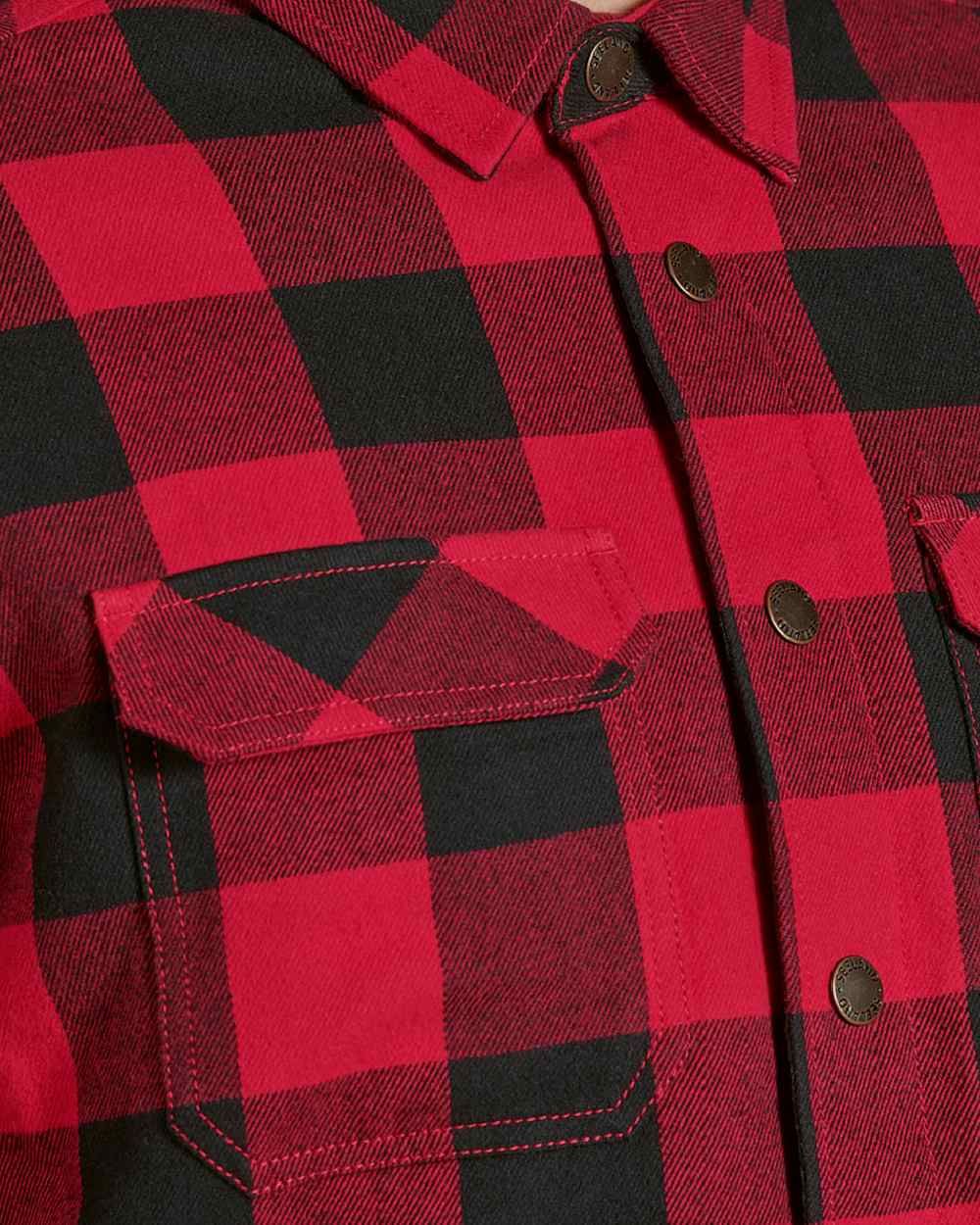 Red Check Coloured Seeland Canada Quilted Shirt on White background #colour_red-check