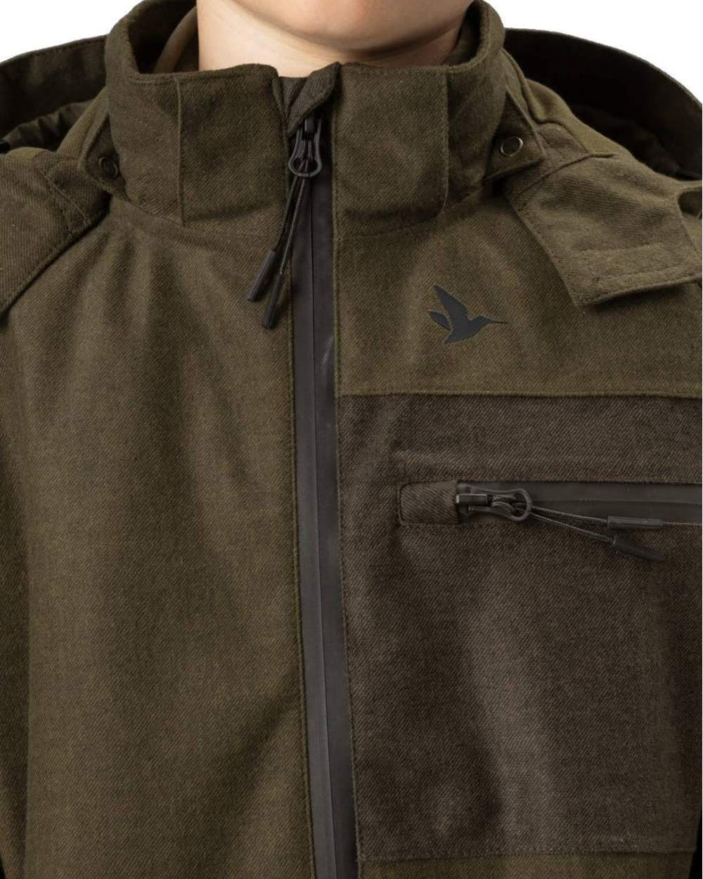 Pine Green Melange Coloured Seeland Childrens Avail Jacket on white background #colour_pine-green-melange