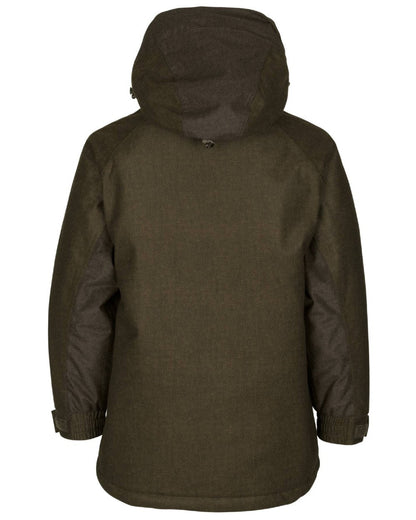 Pine Green Melange Coloured Seeland Childrens Avail Jacket on white background #colour_pine-green-melange