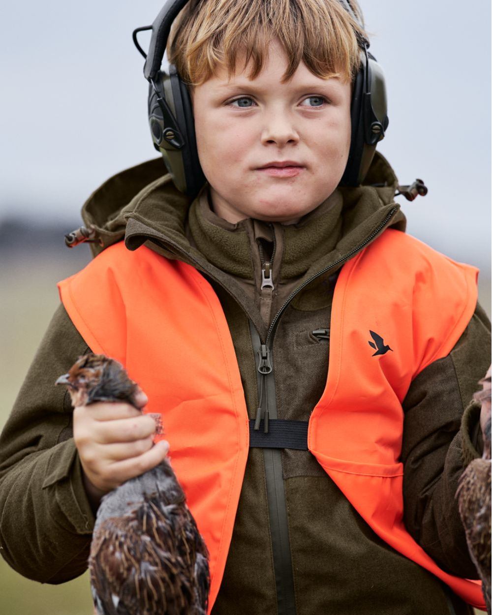 Pine Green Melange Coloured Seeland Childrens Avail Jacket on outdoor background #colour_pine-green-melange