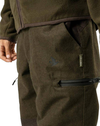 Pine Green Melange Coloured Seeland Childrens Avail Trousers on white background #colour_pine-green-melange