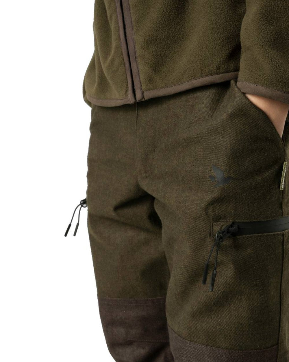 Pine Green Melange Coloured Seeland Childrens Avail Trousers on white background #colour_pine-green-melange