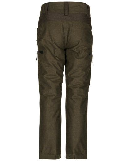 Pine Green Melange Coloured Seeland Childrens Avail Trousers on white background #colour_pine-green-melange