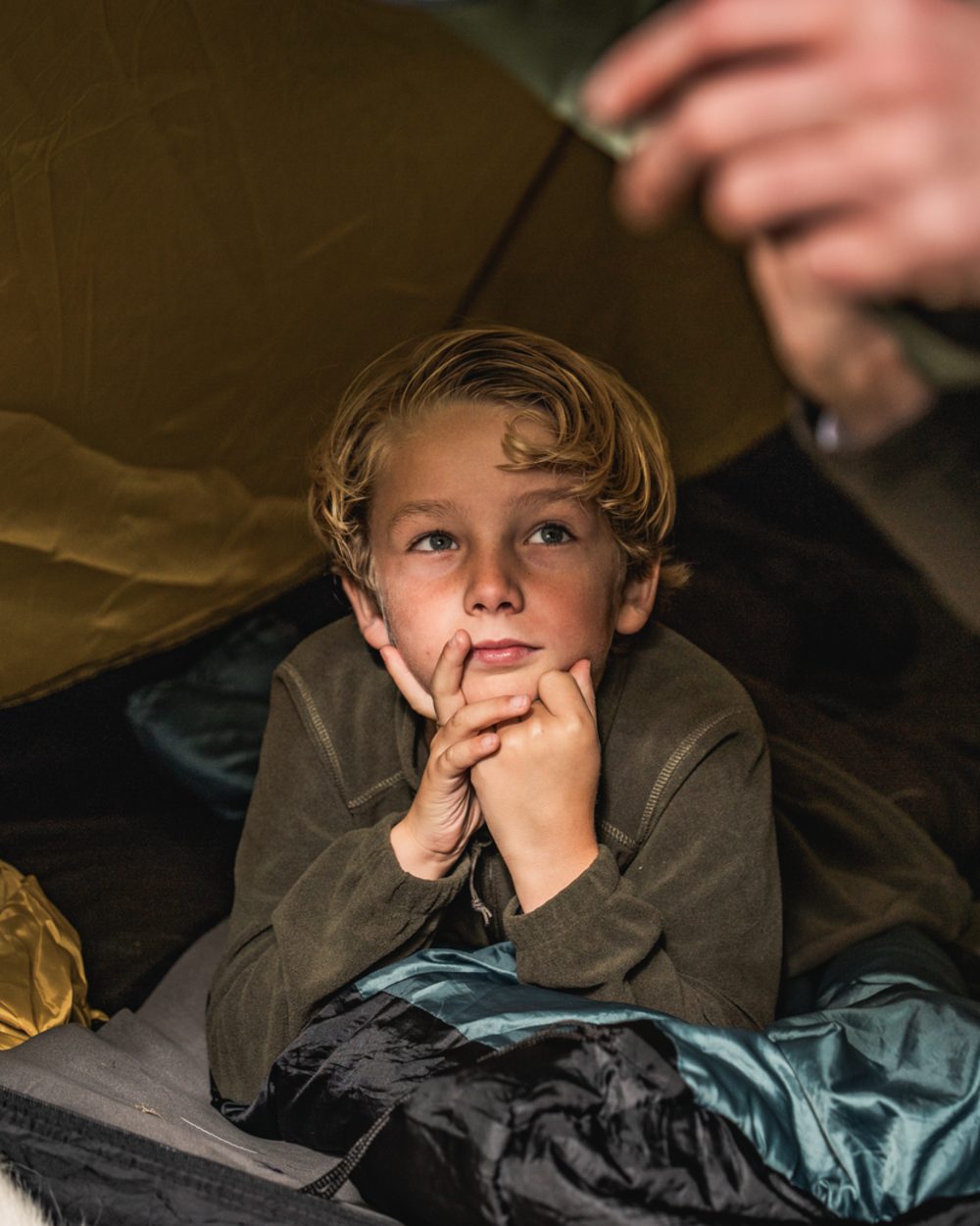 Pine Green Coloured Seeland Childrens Benjamin Fleece on outdoor background #colour_pine-green