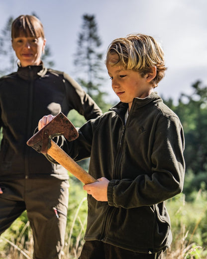 Pine Green Coloured Seeland Childrens Benjamin Fleece on outdoor background #colour_pine-green