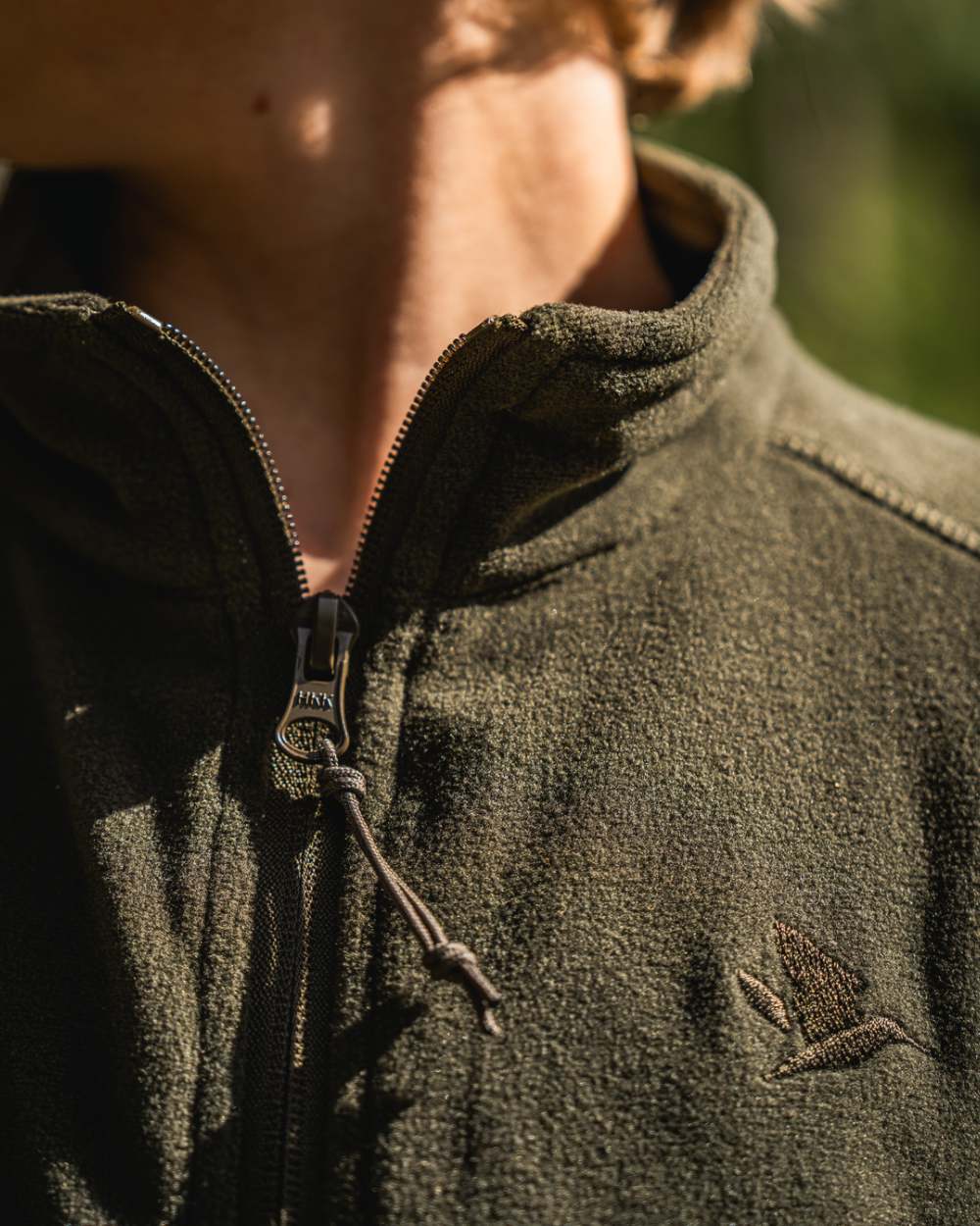 Pine Green Coloured Seeland Childrens Benjamin Fleece on outdoor background #colour_pine-green