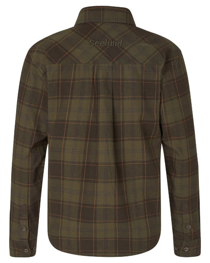 Pine Green Dark Navy Check Coloured Seeland Childrens Glen Flannel Shirt on white background #colour_pine-green-dark-navy-check