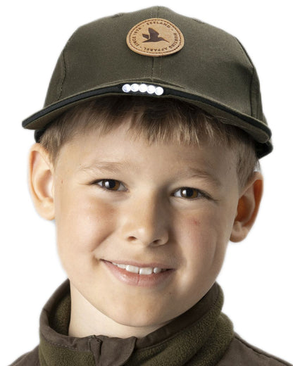 Pine Green coloured Seeland Childrens Skarn LED Junior Cap on white background #colour_pine-green