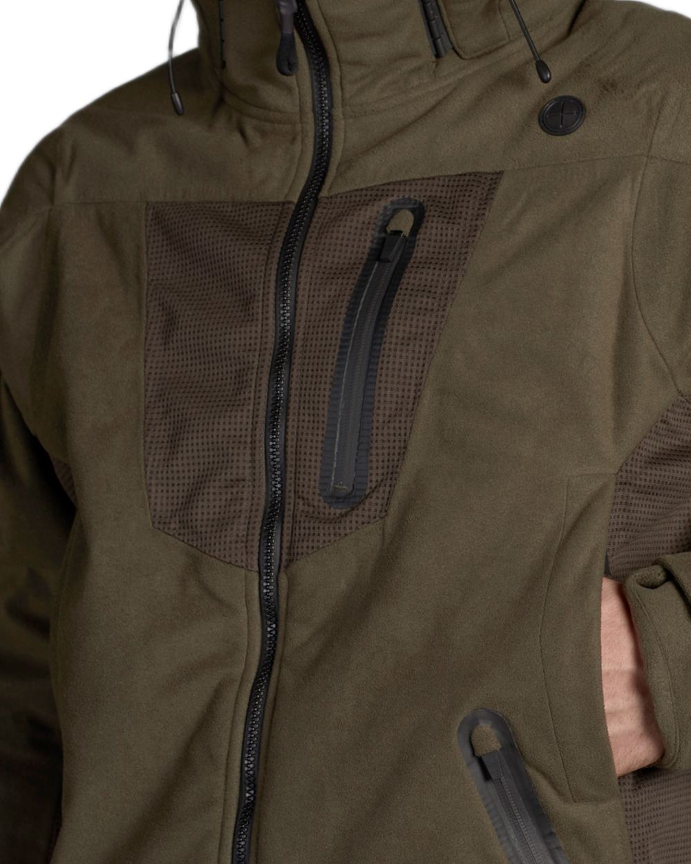 Pine Green Coloured Seeland Climate Hybrid Jacket on white background #colour_pine-green