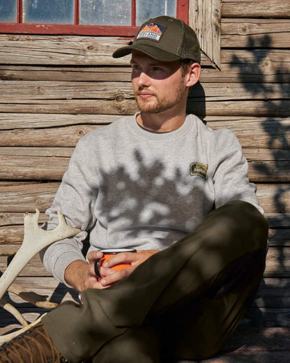 Dark Grey Melange Coloured Seeland Cryo Sweatshirt on outdoor background #colour_dark-grey-melange