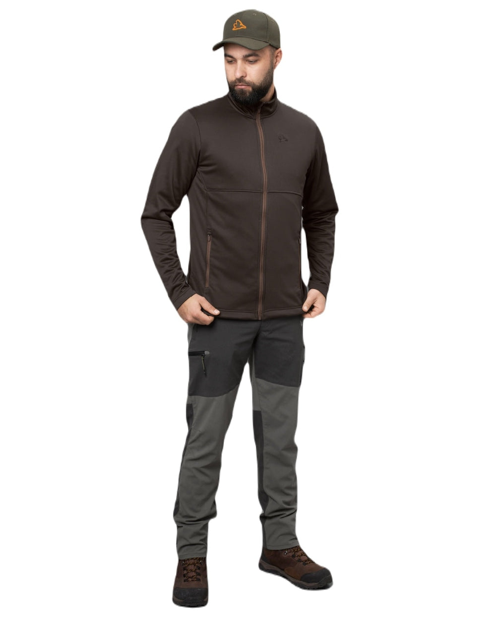 Dark Brown Coloured Seeland Elliot Fleece on white background #colour_dark-brown