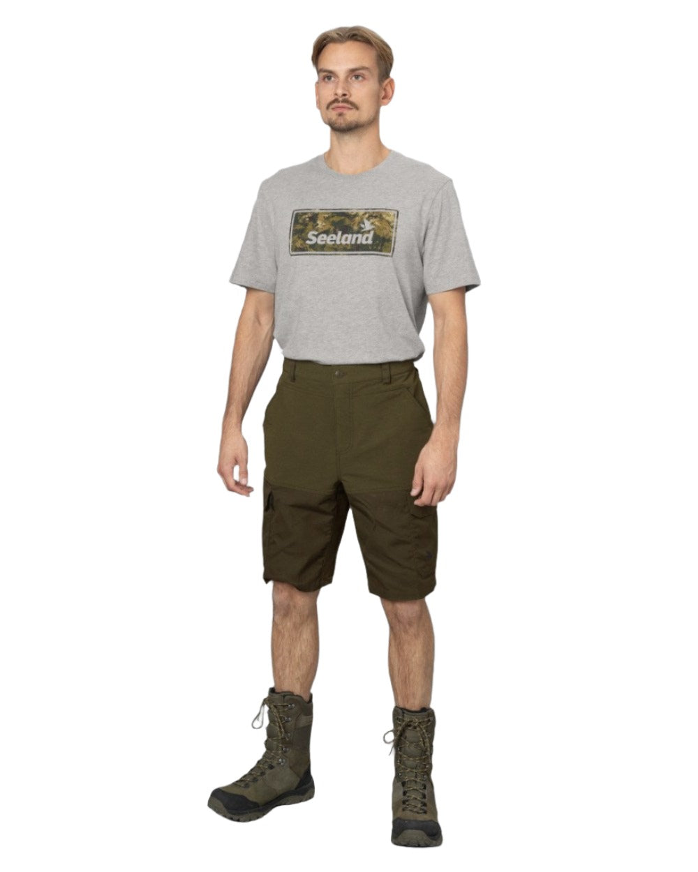 Light Pine Grizzly Brown Coloured Seeland Elm Shorts on white background #colour_light-pine-grizzly-brown