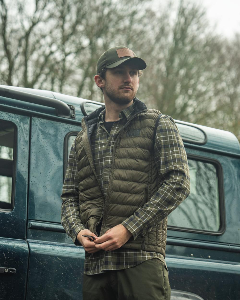 Light Pine Coloured Seeland Fahrenheit Waistcoat on outdoor background #colour_light-pine