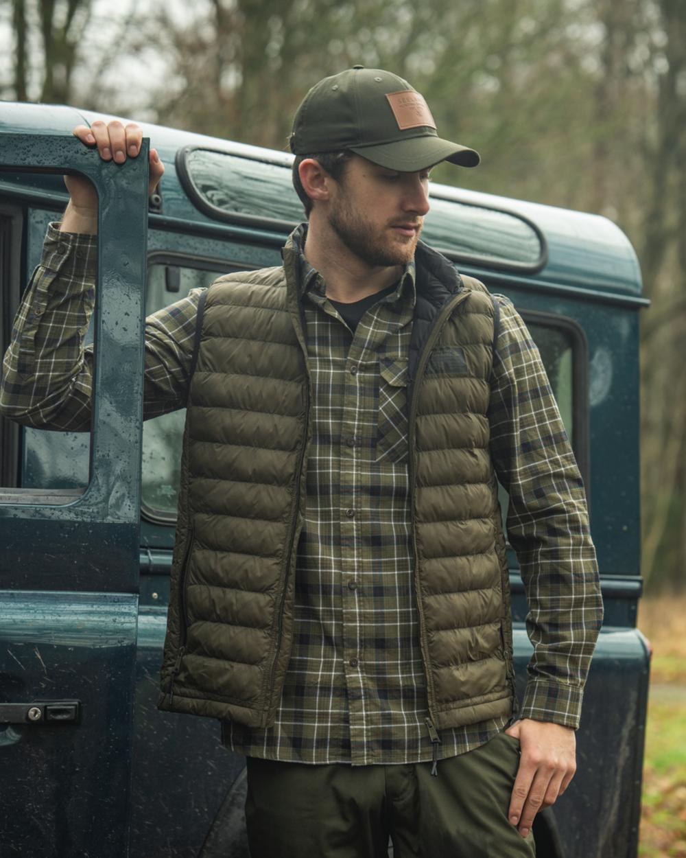 Light Pine Coloured Seeland Fahrenheit Waistcoat on outdoor background #colour_light-pine