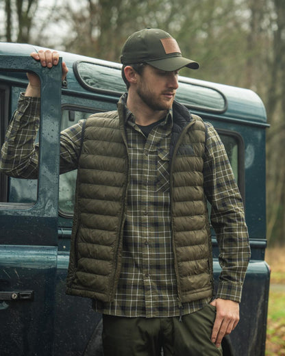 Light Pine Coloured Seeland Fahrenheit Waistcoat on outdoor background #colour_light-pine