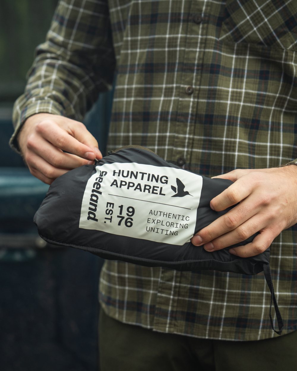 Light Pine Coloured Seeland Fahrenheit Waistcoat on outdoor background #colour_light-pine