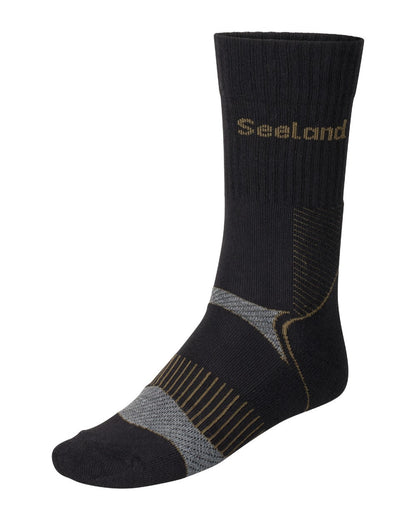 Black Dark Grey Coloured Seeland Field Coolmax Socks Twin Pack on White Background
#colour_black-dark-grey