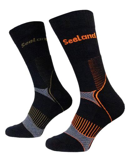 Black Dark Grey Coloured Seeland Field Coolmax Socks Twin Pack on White Background
#colour_black-dark-grey