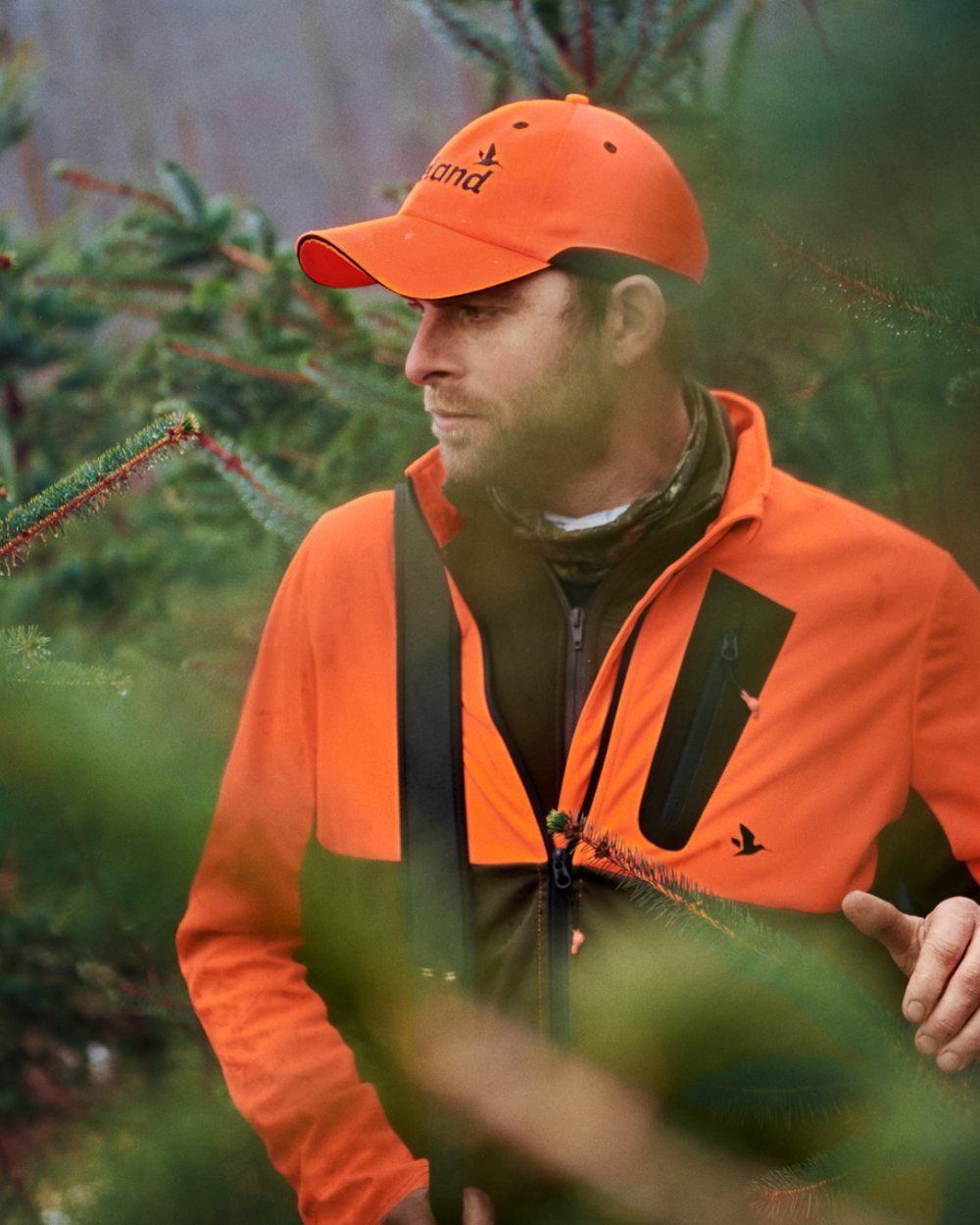 Hi-Vis Orange Coloured Seeland Force Advanced Softshell Jacket on outdoor background #colour_hi-vis-orange