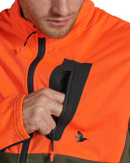 Hi-Vis Orange Coloured Seeland Force Advanced Softshell Jacket on white background #colour_hi-vis-orange