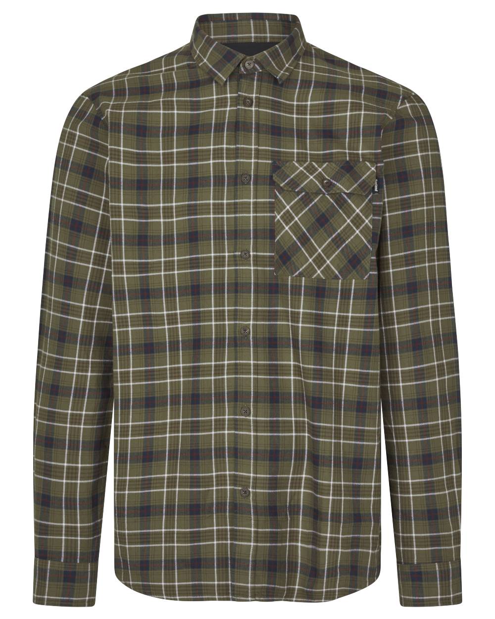 Grape Leaf Dark Navy Check Coloured Seeland Glen Flannel Shirt On A White Background #colour_grape-leaf-dark-navy-check
