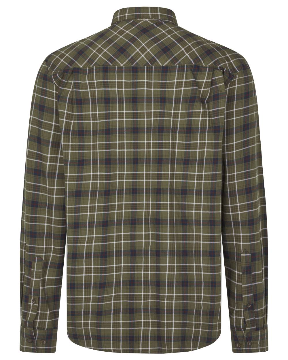 Grape Leaf Dark Navy Check Coloured Seeland Glen Flannel Shirt On A White Background #colour_grape-leaf-dark-navy-check