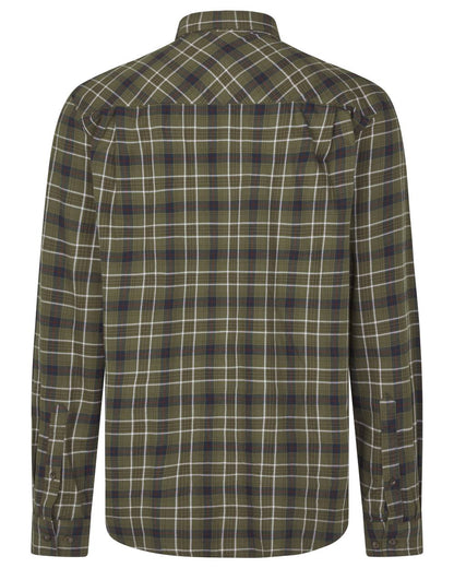 Grape Leaf Dark Navy Check Coloured Seeland Glen Flannel Shirt On A White Background #colour_grape-leaf-dark-navy-check