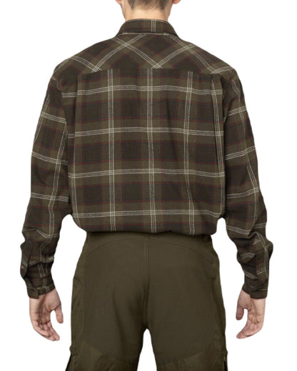 Pine Green Check Coloured Seeland Glen Flannel Shirt On A White Background #colour_pine-green-check