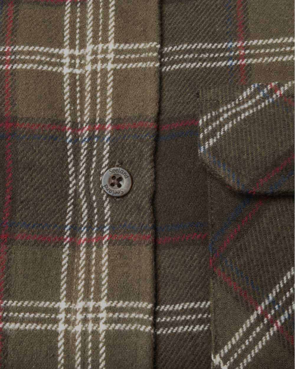 Pine Green Check Coloured Seeland Glen Flannel Shirt On A White Background #colour_pine-green-check