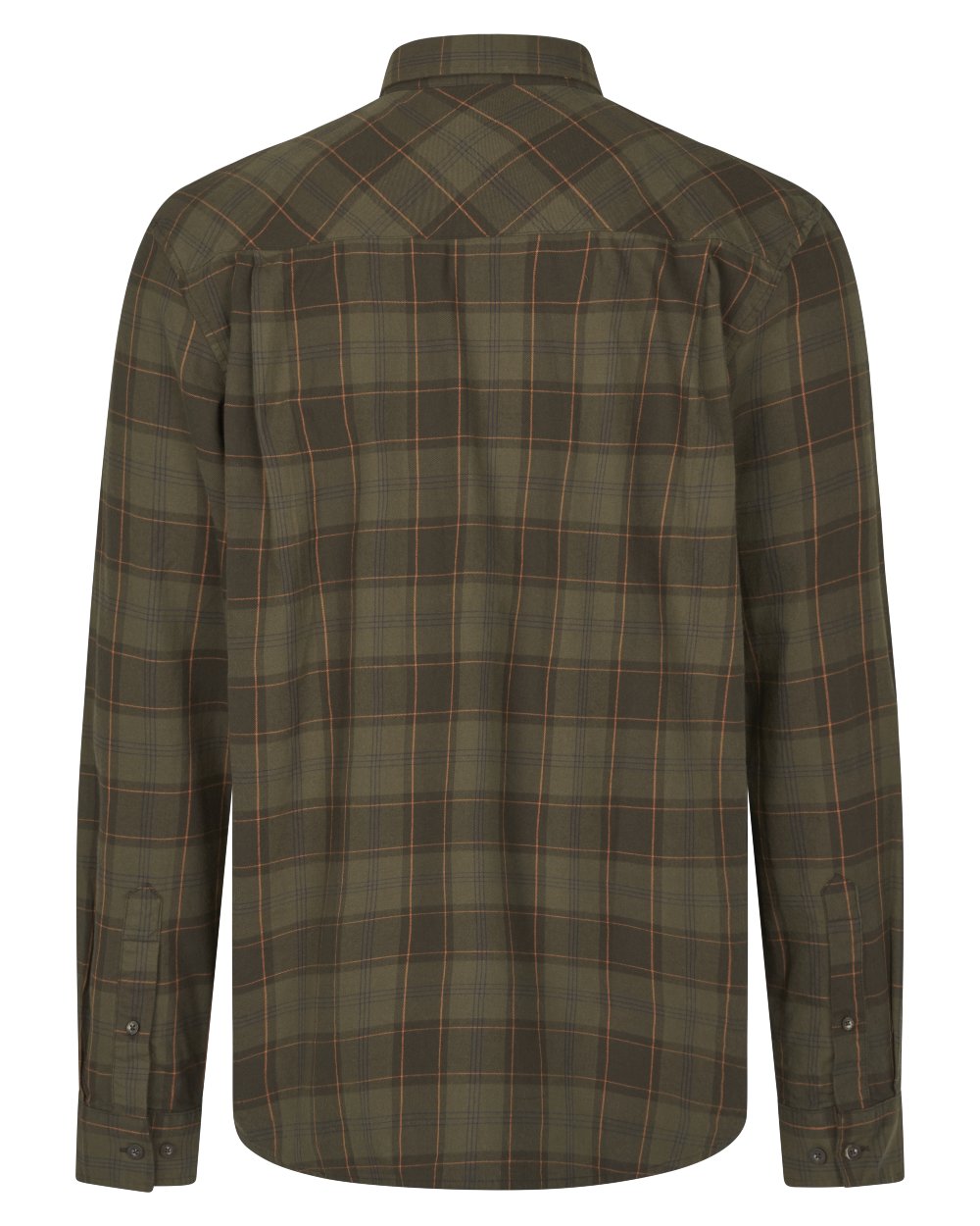 Pine Green Dark Navy Check Coloured Seeland Glen Flannel Shirt On A White Background #colour_pine-green-dark-navy-check