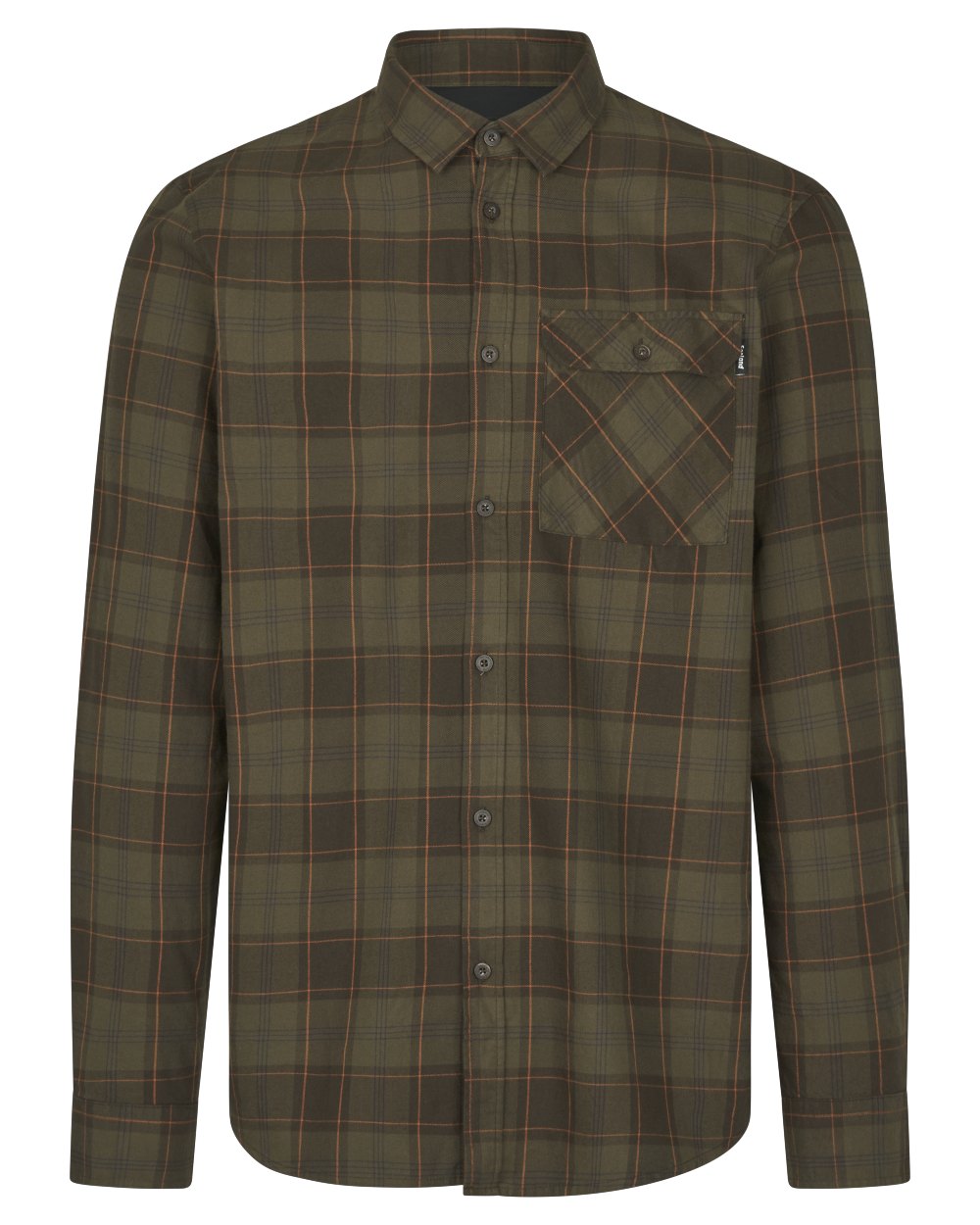 Pine Green Dark Navy Check Coloured Seeland Glen Flannel Shirt On A White Background #colour_pine-green-dark-navy-check