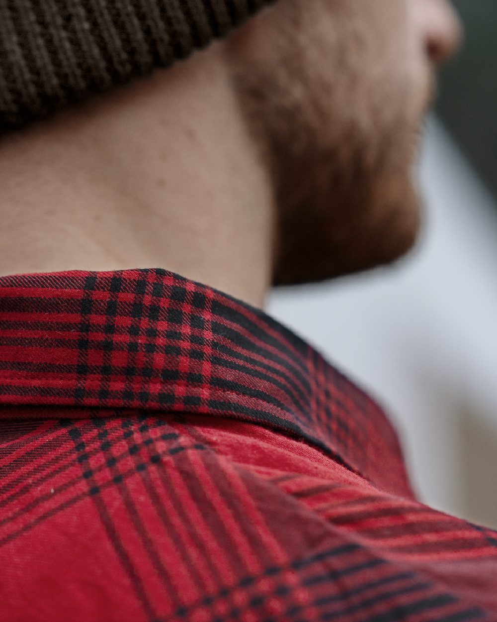 Red Check coloured Seeland Glen Flannel Shirt on woodland background #colour_red-check