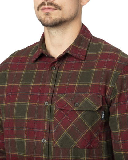 Red Forest Check Coloured Seeland Glen Flannel Shirt On A White Background #colour_red-forest-check