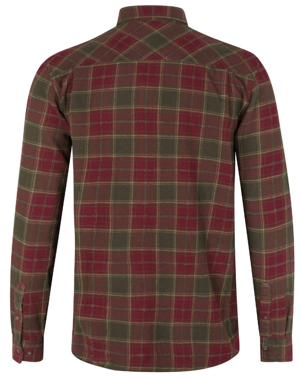 Red Forest Check Coloured Seeland Glen Flannel Shirt On A White Background #colour_red-forest-check