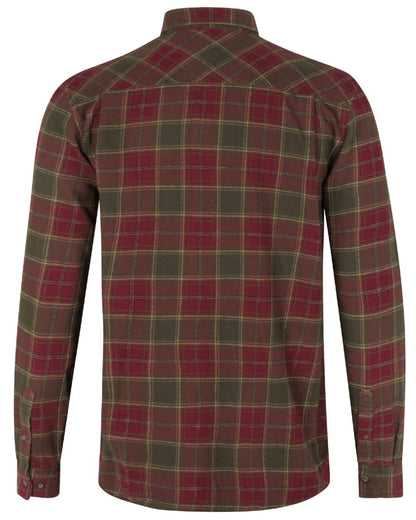 Red Forest Check Coloured Seeland Glen Flannel Shirt On A White Background #colour_red-forest-check