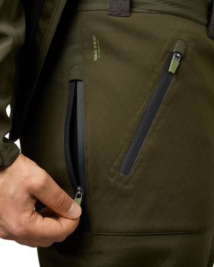 Pine Green Coloured Seeland Hawker Shell II Waterproof Trousers on white background #colour_pine-green